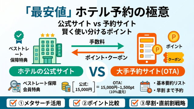 【ホテル予約】最安値はどこ？公式サイトと旅行サイトの違いやお得な予約タイミング