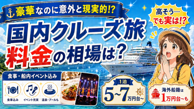 【2026年最新】国内クルーズ旅行の料金目安と費用を徹底解説！初めての船旅の選び方