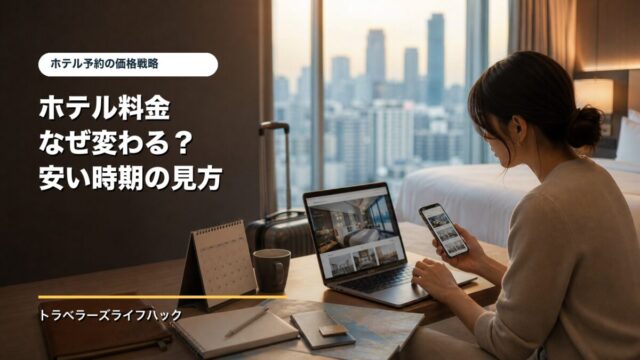 ホテル料金の価格変動と安いタイミングを比較する旅行者