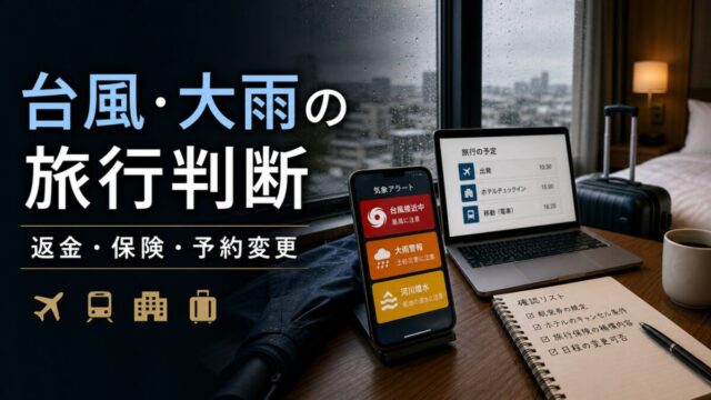 台風・大雨で旅行をキャンセルする判断基準 返金 保険 予約変更