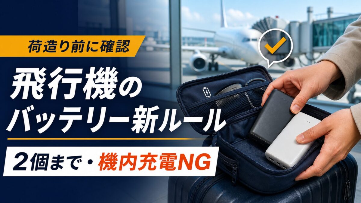 飛行機のモバイルバッテリー新ルールと2個の上限