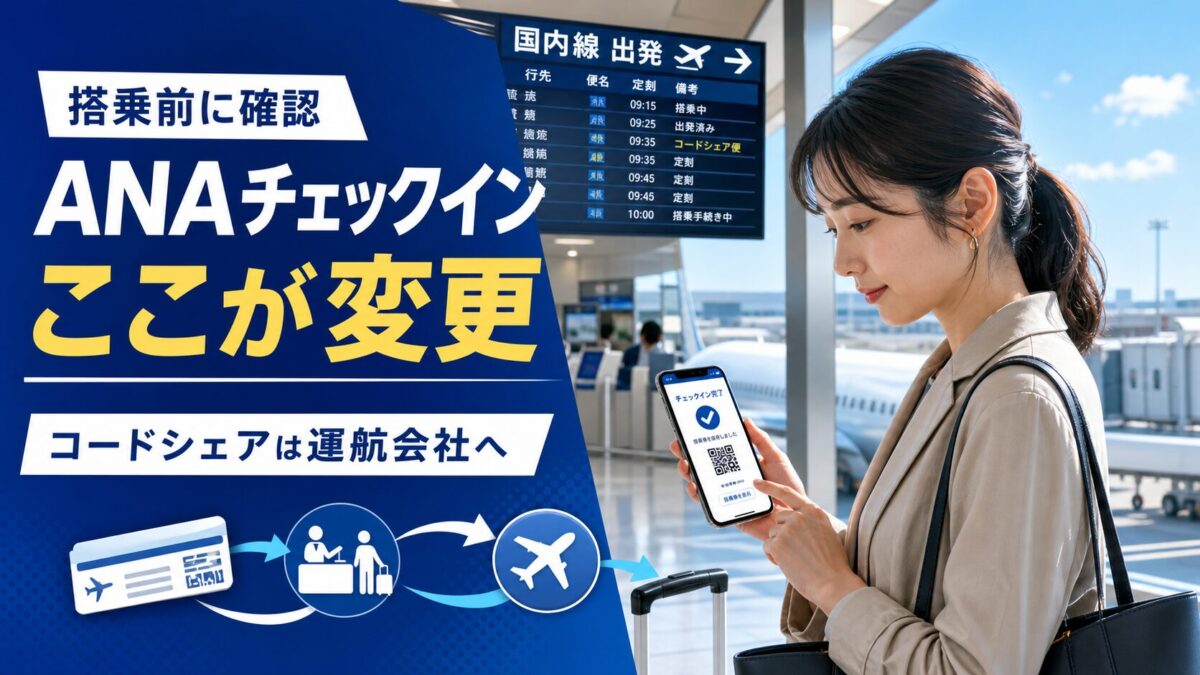 ANAオンラインチェックインとコードシェア便の変更点
