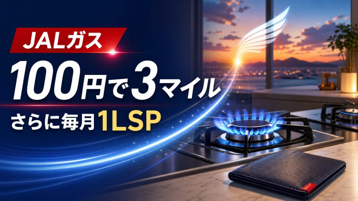 JALガスで100円につき3マイルと毎月1LSPを貯める方法