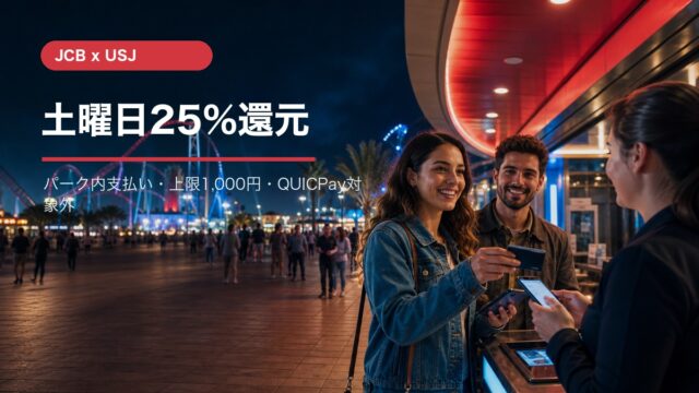 USJ土曜日JCB25パーセントキャッシュバックの解説