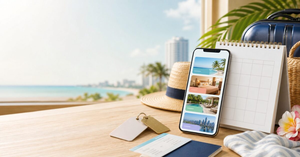 7月の旅行キャンペーンとホテル予約サイトを比較するイメージ