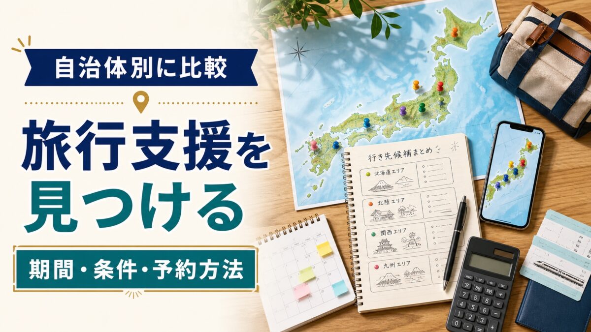 自治体別に全国の旅行支援を比較し、期間・条件・予約方法から選ぶための案内