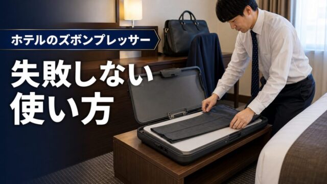 ホテルのズボンプレッサーでスラックスの折り目をそろえる失敗しない使い方