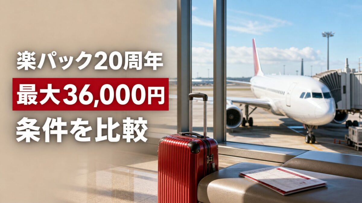 楽パック20周年の最大36000円クーポンは条件比較が重要