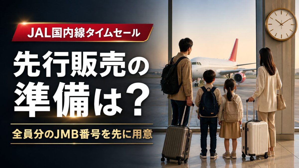 JAL国内線タイムセールは先行販売前に全員分のJMB番号を準備