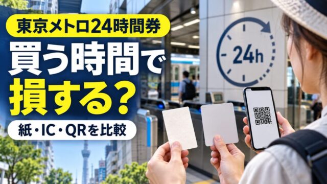 東京メトロ24時間券の紙・IC・QRを比較する旅行者