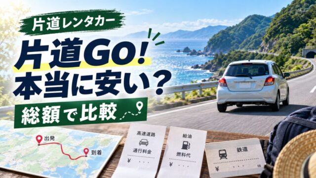 海沿いを走る片道レンタカーと総額比較のアイキャッチ