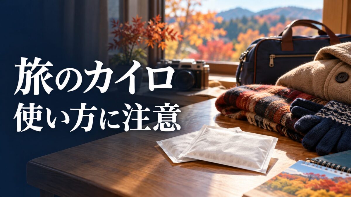 秋冬の旅行のカイロと防寒着を荷造りする。旅のカイロ、使い方に注意